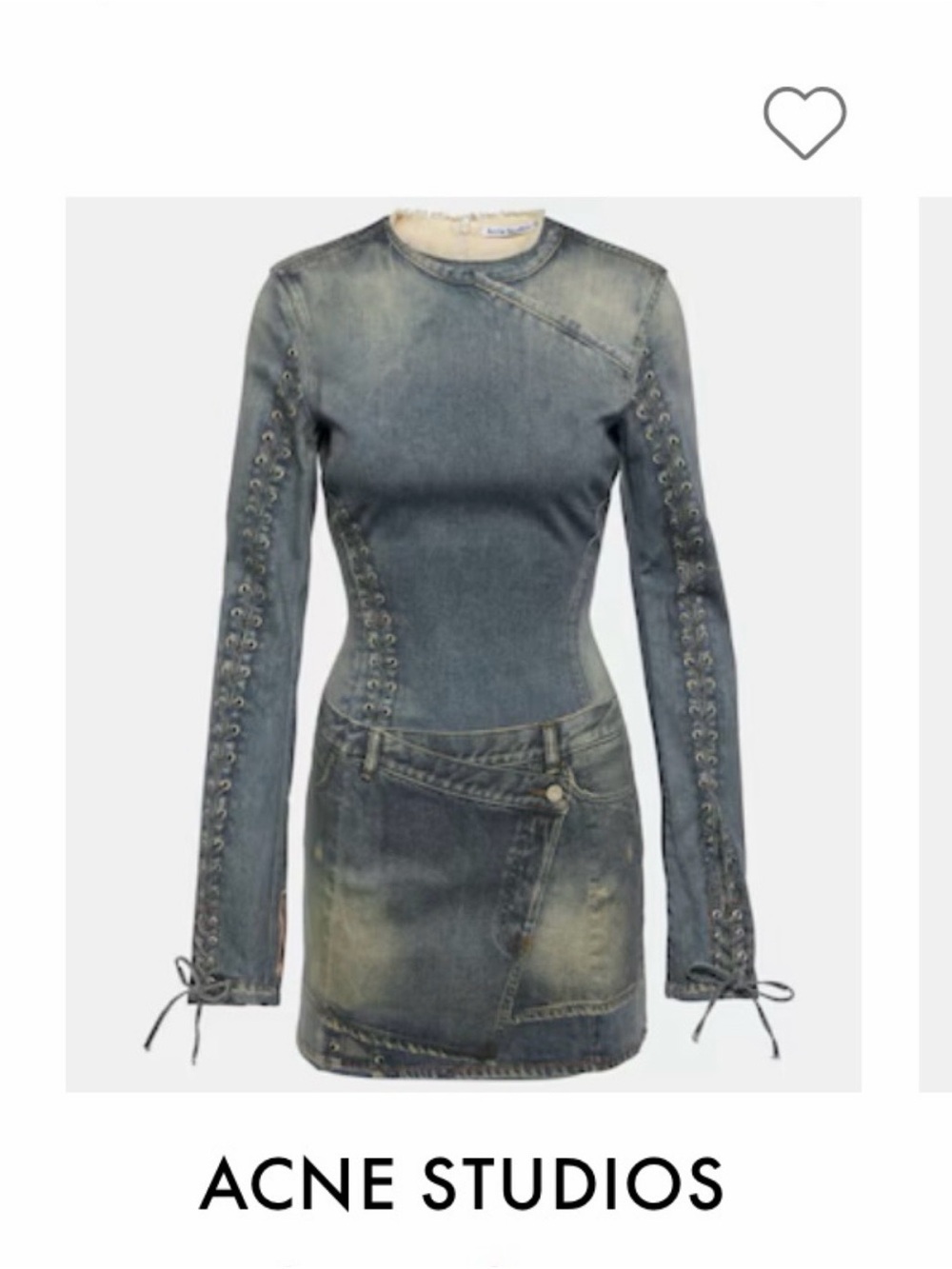 Acne Blue Faded Denim Mini Dress. Denim printed 97% cotton - Picture 3 of 13